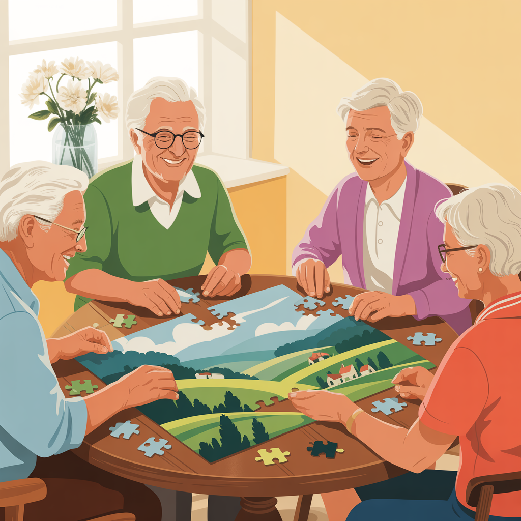Puzzles are great because they combinine social interaction with cognitive stimulation