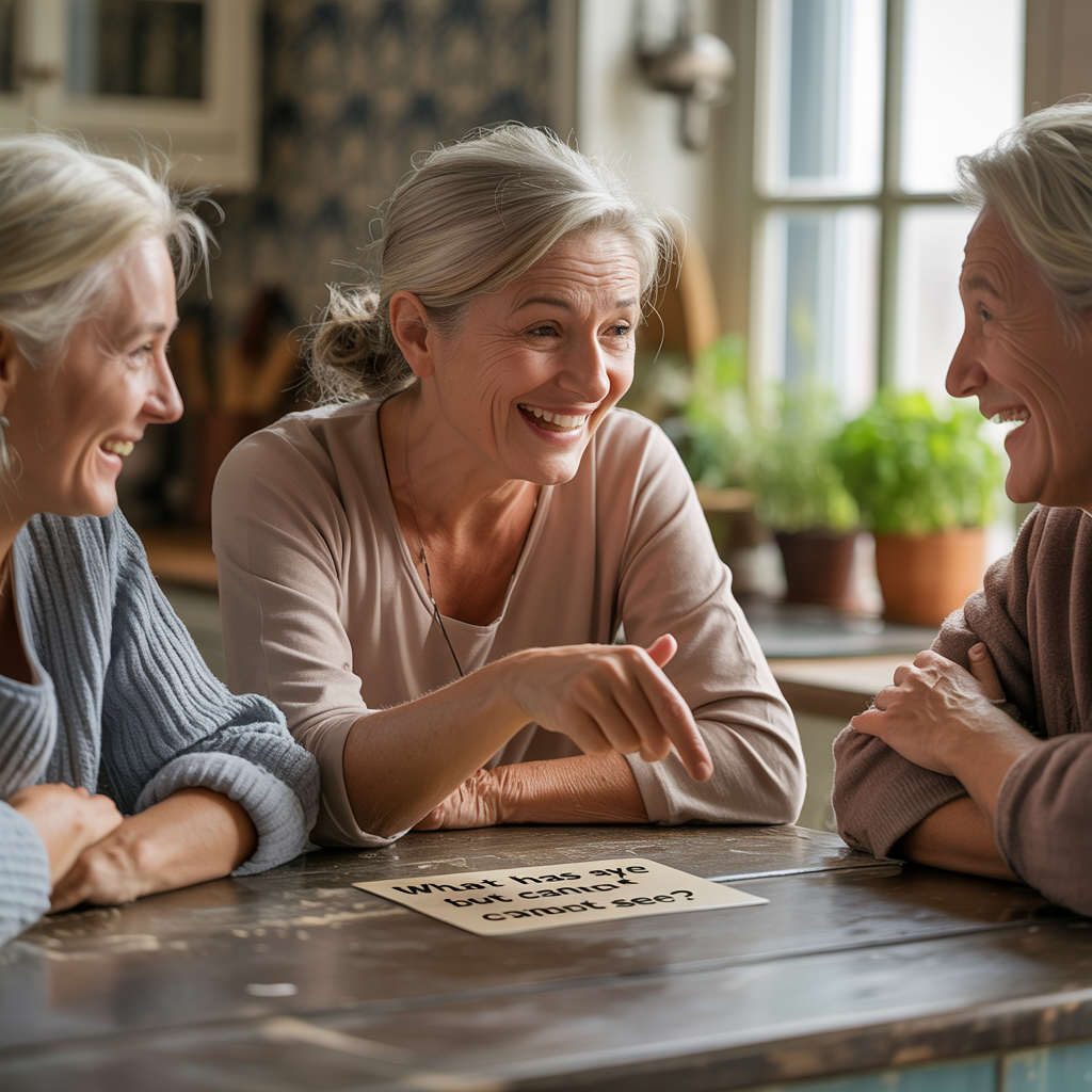 Light riddles and jokes encourage laughter and creative thinking